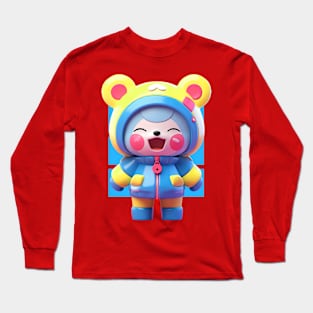 AKBLM - RED CHEEKS KUMA LOVES RED LOLLIPOPS 🍭 | KAWAII CHIBI 3D MASCOT Long Sleeve T-Shirt